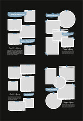Set Pictures or photos frame collage abstract photo frames and digital photo wall template