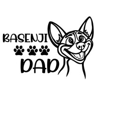 Basenji SVG vector design, perfect cut file of a happy smiling puppy 