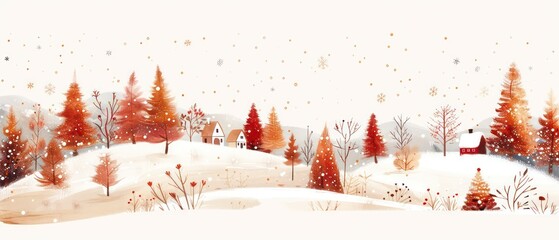 winter rural fields and countryside artistic illustration banner with gorgeous colors