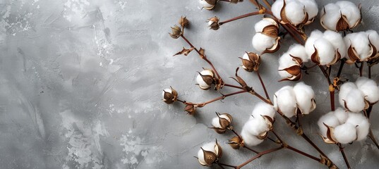 Cotton Plants Against Gray Wall