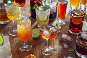 Colorful Assortment of Refreshing Cocktails and Mocktails. AI generated