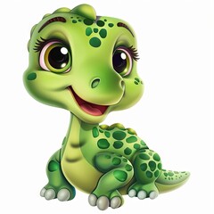 Fototapeta premium Charming cartoon dinosaur with a joyful smile