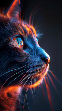 very very extreme absurde fantasic, cat mixed raced, extreme closeup with, fisheye