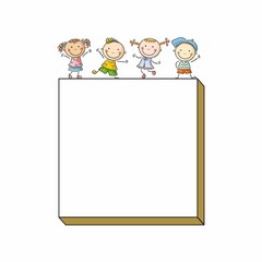 kids holding blank sign