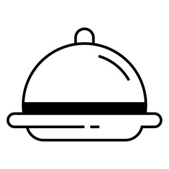 Fototapeta premium Waiter hand holding cloche serving plate icon for food apps and websites