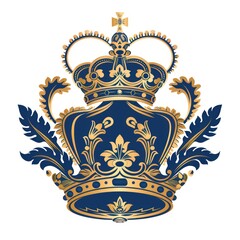 crown's king coat of arms illustration, realistic with nice golden colors on a white background