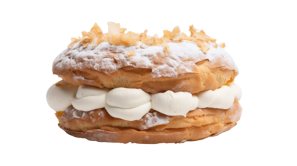 Paris Brest on white isolated on clear png background and transparent background. Bakery and pastry concept for cafe and restaurent, AI generative.	