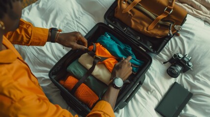 Man Packing Luggage for Trip