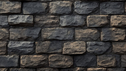 Obraz premium A brick wall with a dark brown stone pattern