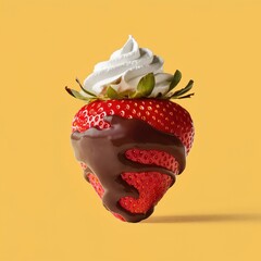 Naklejka premium strawberry with chocolate and cream