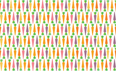 illustration pattern of multicolor carrot on white background.
