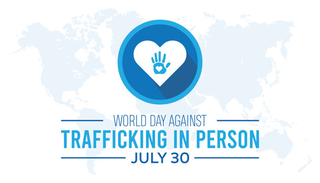World day against trafficking in person observed every year in July. Template for background, banner, card, poster with text inscription.