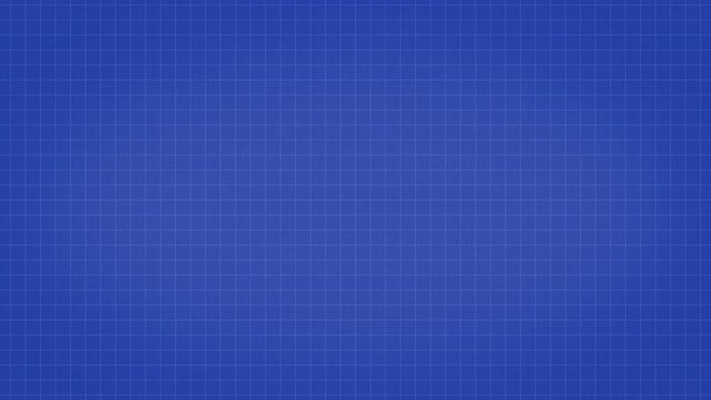 Blueprint background animation. Blue grid with grain texture. Blueprint concept for engineering, industrial, business, technical drawing, architect.