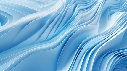 Fototapeta premium 3D blue geometric abstract pattern background with soft curved paper lines.