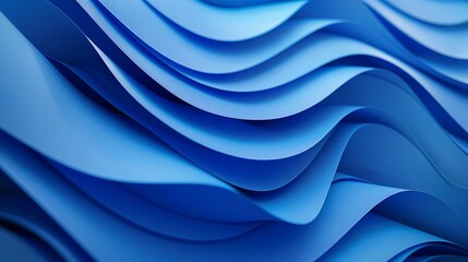 Obraz premium 3D blue geometric abstract pattern background with soft curved paper lines.