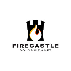 Fire Castle logo designs concept vector, logo template icon