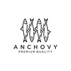 anchovy fish logo vector icon seafood illustration