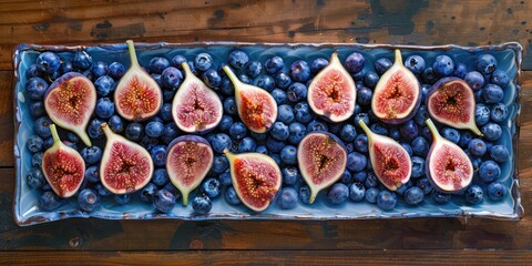 sliced figs and blueberries  - Powered by Adobe