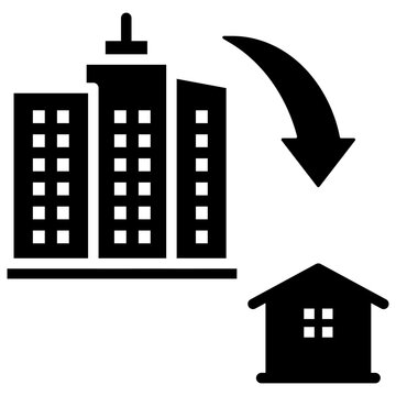black buildings to small house concept clip art preview
