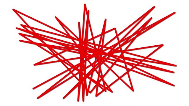 Self drawing scribble, scrawl, scratch animation. Alpha channel, luma matte, isolated design element. Red line animated on white background. Crossing out.	