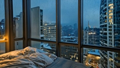 "Urban Oasis: Rainy-Day Retreat with Cityscape Views"
