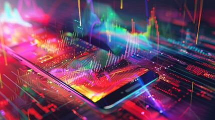 Smartphone Displaying Vibrant Stock Data