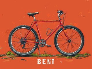 8-bit art bike with single color background. single object simple design A few details