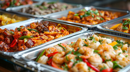 High-resolution close-up of gourmet meal options on a food delivery app, emphasizing appealing presentation and variety
