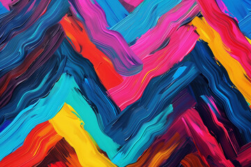 Rich and vibrant brush strokes merging seamlessly to form an eye-catching zigzag chevron pattern.