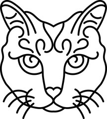 Minimal Line Art of Cat Face