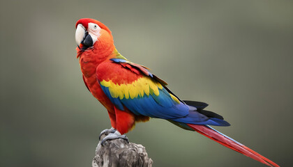 Obraz premium Close-up of Scarlet Macaw Bird on branch,Bird Photography 
