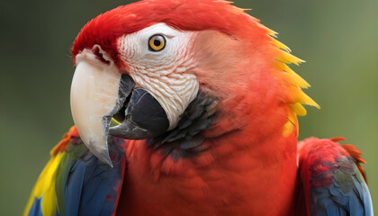 Obraz premium Close-up of Scarlet Macaw Bird on branch,Bird Photography 