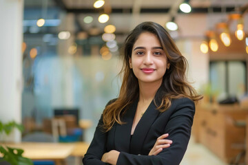 Fototapeta premium young indian businesswoman standing confidantly