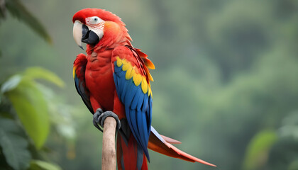 Fototapeta premium Close-up of Scarlet Macaw Bird on branch,Bird Photography 