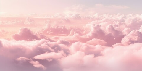 Obraz premium Romantic pink sky background. Clouds soft on sunset. Abstract background. Textured background, clouds, clouds, children's wallpaper. Prints, wallpapers, posters, cards. High quality photo