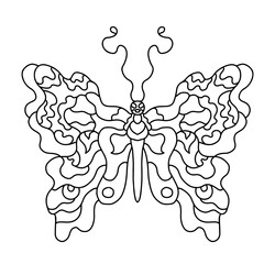  Illustration of a butterfly. Doodle art pattern. Anti-stress coloring page for adult on a transparent background