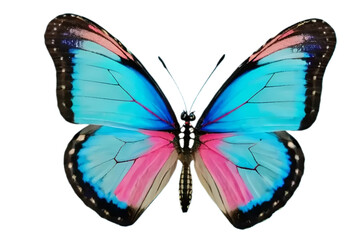 Pink and blue vivid detailed beautiful butterfly transparent as a graphic resource