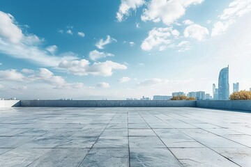 Empty square and floor with sky. generative ai.