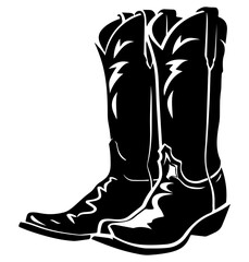 western cowboy boot silhouette, western cowboy boot icon vector illustration
