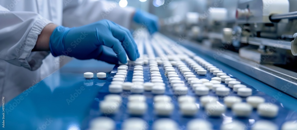 Poster a pharmaceutical production line is ensuring the manufacturing of highquality marketready pills in a