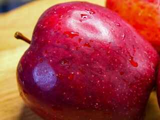 Dewy Fruit Detail. Dewy skin of a ripe fruit; health visuals.