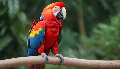 Obraz premium Close-up of Scarlet Macaw Bird on branch,Bird Photography 