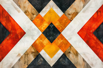 Tribal chevrons intersect and diverge, forming a symphony of geometric elegance across the canvas.