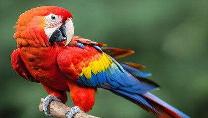 Obraz premium Close-up of Scarlet Macaw Bird on branch,Bird Photography 