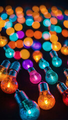 Colorful lightbulbs representing diversity and unity