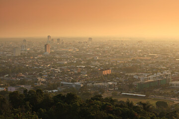 Scenery of Songkhla city on top of Khao Kho Hong viewpoint Songkhla Province, Thailand 