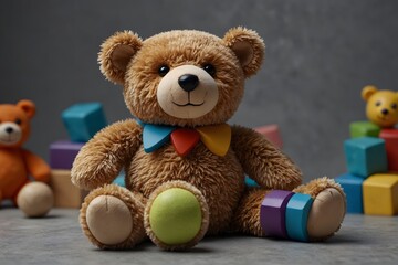 Obraz premium Teddy’s Toyland: Exploring Colors and Shapes