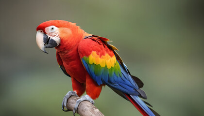 Fototapeta premium Close-up of Scarlet Macaw Bird on branch,Bird Photography 
