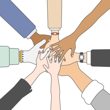 皆で手を重ねる