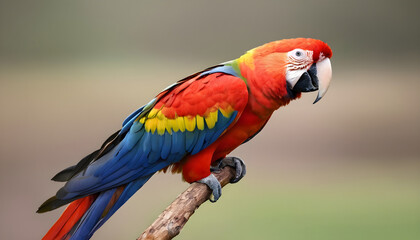 Fototapeta premium Close-up of Scarlet Macaw Bird on branch,Bird Photography 